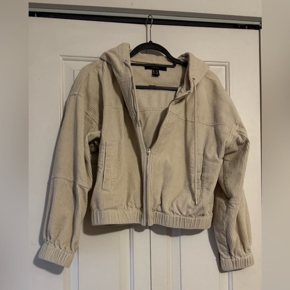 Forever 21 Women's Beige Corduroy Puffer Jacket